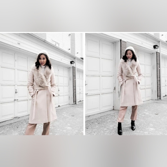 Club Monaco Lenoria Belted Wool Coat with Faux-Fur Collar - Picture 3 of 16